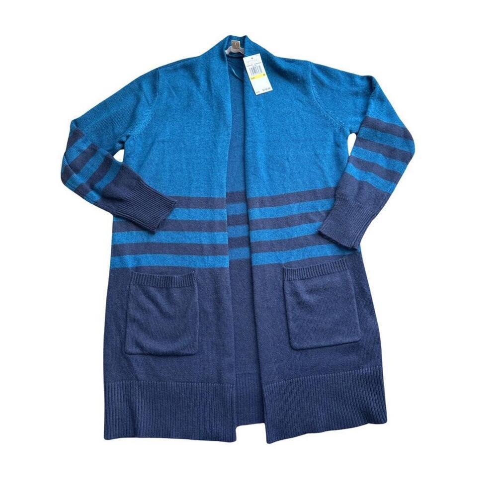 New Womens Michael Kors Basics Knit Wrap Sweater Size L Midnight Blue MSRP $150 - Picture 1 of 3